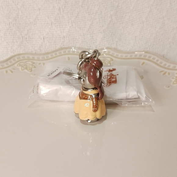 NWT Disney x Coach Princess Belle Metal Bear Keychain Bag Charm - Picture 2 of 8